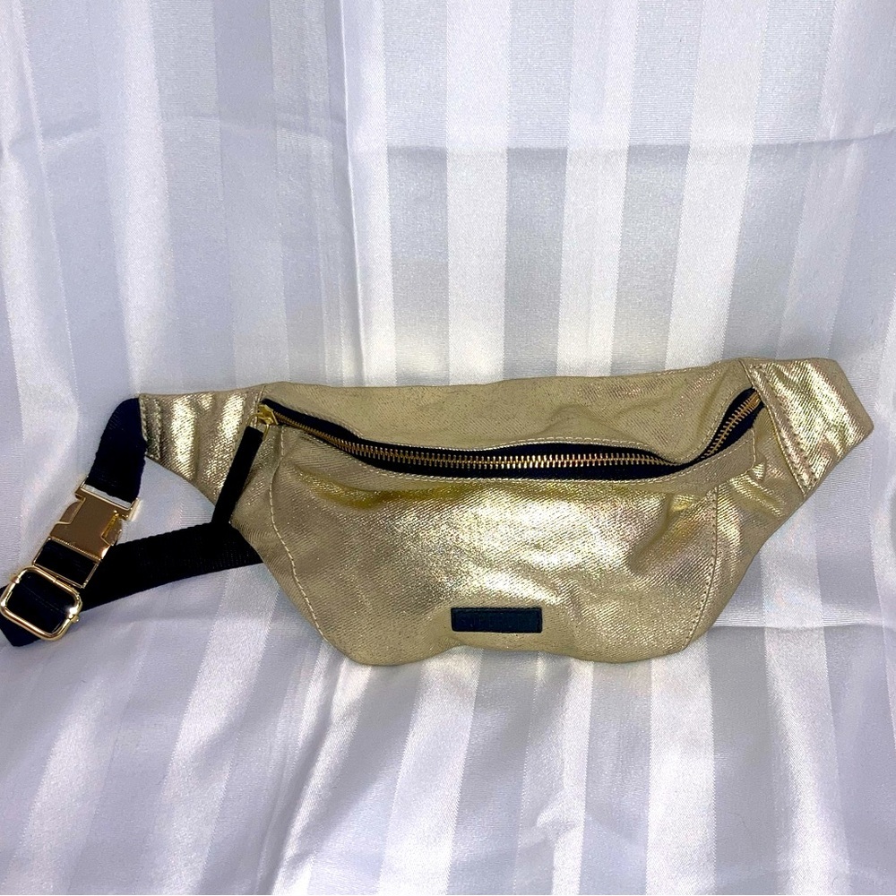 Superdry Metallic Gold Belt Bag Bum Bag Fanny Pack 38” Total L / EUC Like New